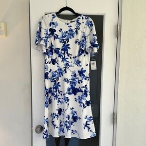 Lauren Ralph Lauren Floral Blue and White Dress NWT